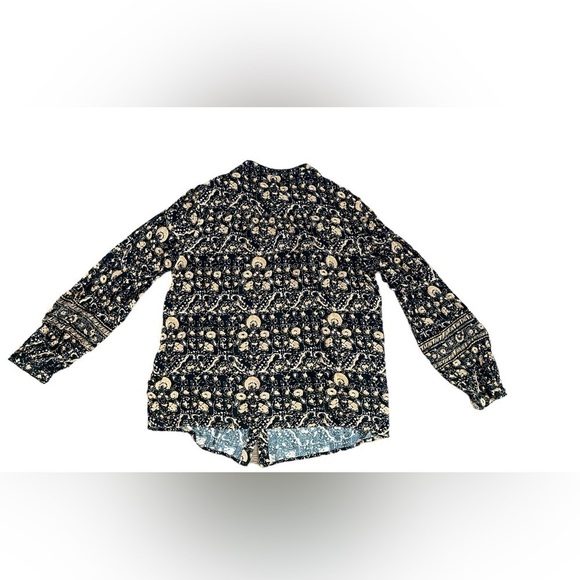 Monsoon Ariel heritage print embroidered top black blouse - Picture 4 of 10